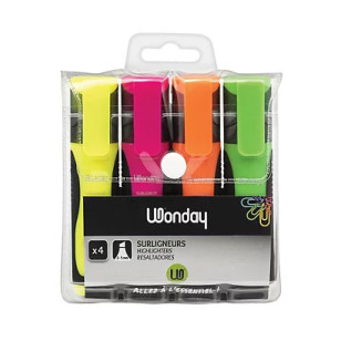 WONDAY markeerstiften – set van 4 met schuine punt